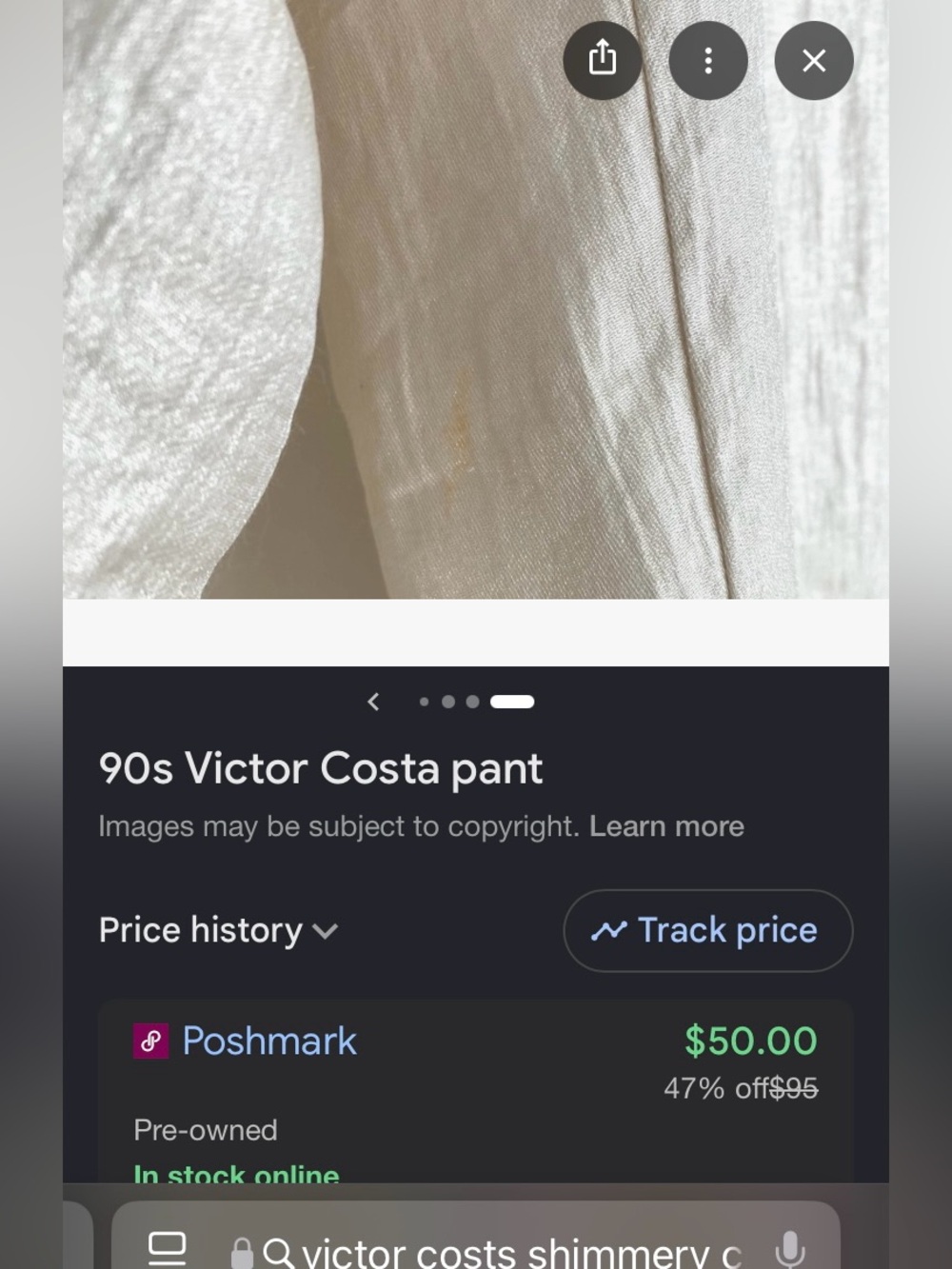 Victor Costa Soft Cream Satin-Look Pants - Picture 10 of 10
